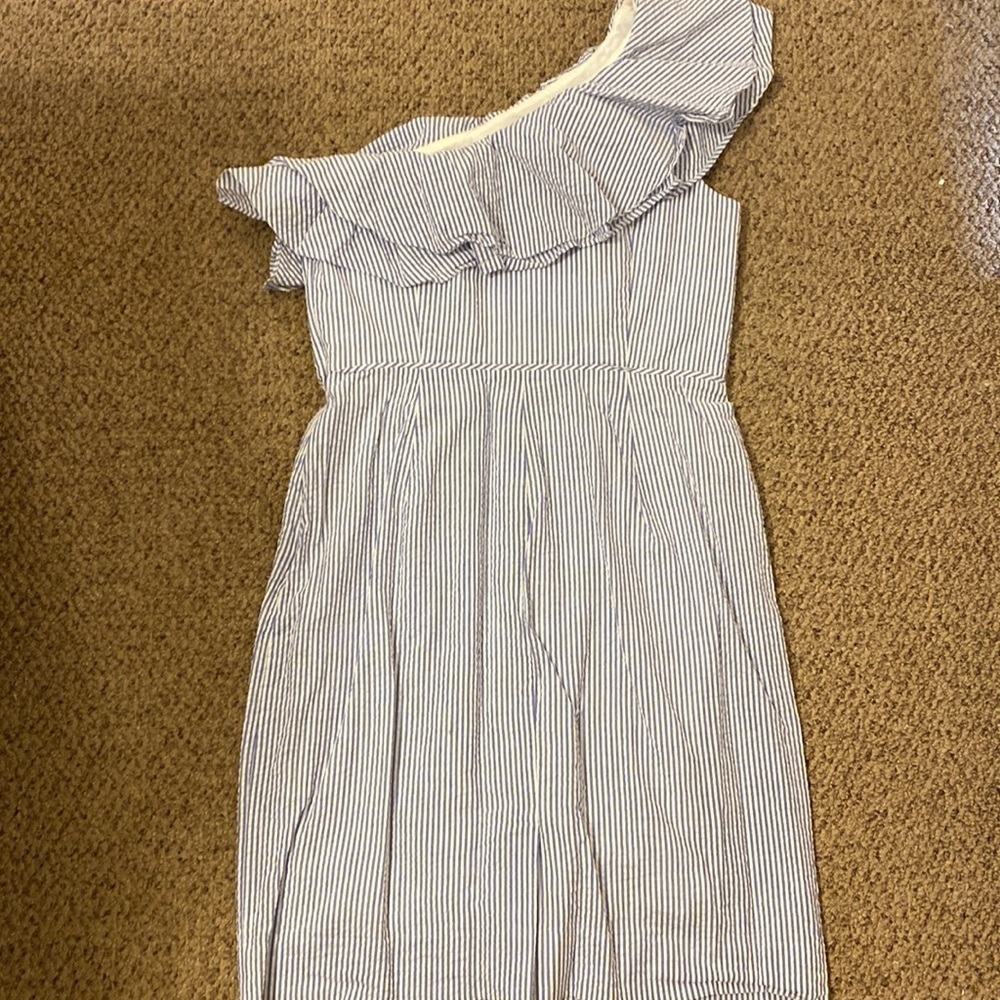 J. Crew One Shoulder Seersucker Dress